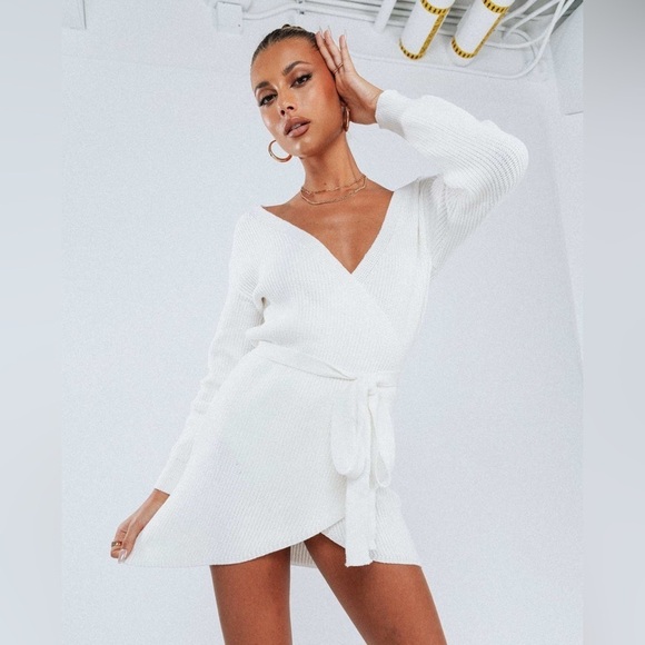 Princess Polly Dresses & Skirts - Princess Polly Phenix Wrap Knit Mini Dress S/M